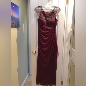 Wine colored full length dress